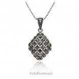 Silver pendant with marcasites