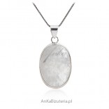 Large silver pendant with a stone of luck - Lunar stone L