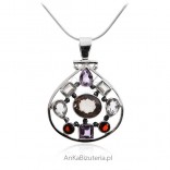 Silver pendant with natural stones