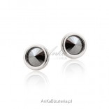 Silver earrings Swarovski BONBON - graphite