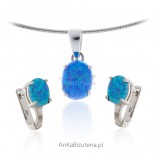 Set silver jewelry with blue opal
