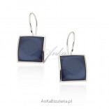 Silver earrings with navy blue utyyt