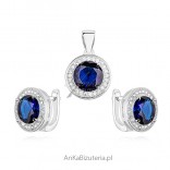 Set silver jewelry with cubic zirconia
