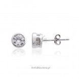 Silver earrings with cubic zirconia - subtle 35mm