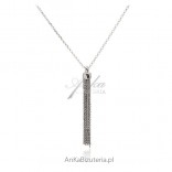 Long necklace with silver necklace with hanging "whisk"