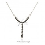 Silver necklace with black cubic zirconia