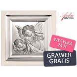 Souvenir for a child - Picture of a silver Angel over a child - 19 cm * 19 cm