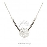 Silver necklace with black zircons - rose