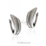 Silver earrings oxidized