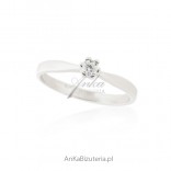 Silver ring with cubic zirconia - engagement ring