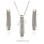 Silver jewelry with a Greek pattern