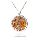Unique silver charm with amber