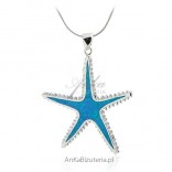 Starfish pendant - Silver jewelry with blue opal