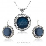 Silver jewelry set of cobalt.