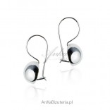Silver earrings. Hanging balls