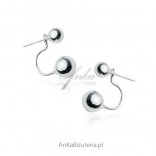 Silver earrings double balls