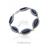 Silver bracelet with navy blue utyyt