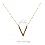 Silver jewelry Gold-plated silver necklace with black cubic zirconia