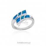 Silver ring with blue opal