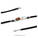 Silver bracelet with amber on LOVE