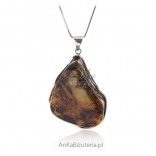 Exclusive women's jewelry "Unique pendant with amber"