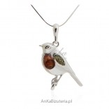 Silver pendant with amber - Canary