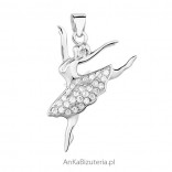 Silver pendant - Ballet dancer with cubic zirconia