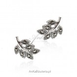 Silver earrings with marcasites - Leaves