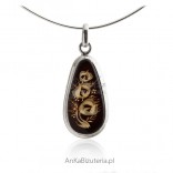 Silver pendant with amber - Artistic jewelry