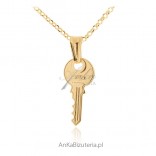 Silver pendant, gold-plated key