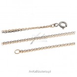Silver anker chain, double 0,3 oxidised and gold-plated 80 cm
