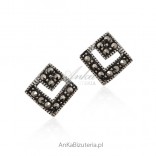 Silver earrings with marcasites