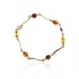 Jewelry with amber. Beautiful silver bracelet with colorful amber