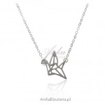 Silver necklace - origami crane.
