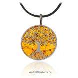 Silver pendant - A tree of happiness on a real bursh