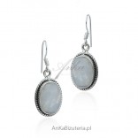 Silver earrings with luck stone - moonstone