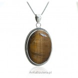 Silver jewelry with a tiger's eye - natural stone