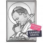Święty Jan Paweł II w gorliwej modlitwie - Obrazek srebrny 