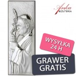 Silver picture with the Pope John Paul II - 5.4x15cm GRAWER