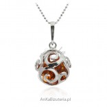 Pendant silver ball with amber - rattle