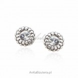 Silver earrings with white zircon