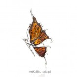 Beautiful silver brooch with amber
