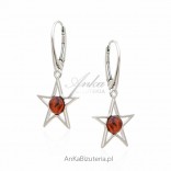 Silver earrings with amber stars