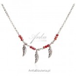 Silver necklace with red Swarovski crystals