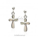 Silver earrings with white opal Fashionable jewelry in the AnKa store