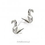Silver earrings 3D cranes