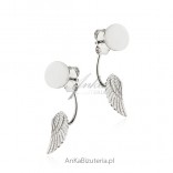 Silver earrings. Wings