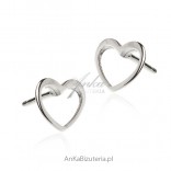 Silver earrings with openwork hearts