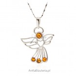 Silver pendant with amber Angel