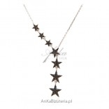 Silver necklace with black stars